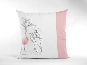 Poduszka dekoracyjna - szkic kobieta/kwiat